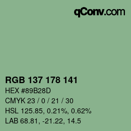 Color code: RGB 137 178 141 | qconv.com