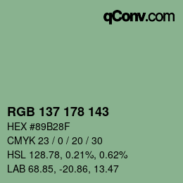 Color code: RGB 137 178 143 | qconv.com
