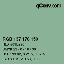 カラーコード: RGB 137 178 150 | qconv.com