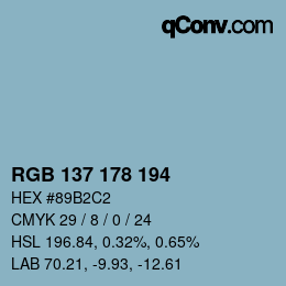 Color code: RGB 137 178 194 | qconv.com