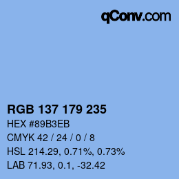 カラーコード: RGB 137 179 235 | qconv.com