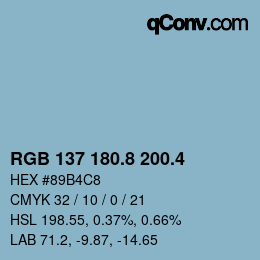 カラーコード: RGB 137 180.8 200.4 | qconv.com