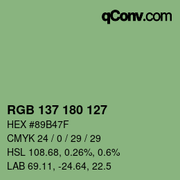 Color code: RGB 137 180 127 | qconv.com