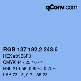 カラーコード: RGB 137 182.2 243.6 | qconv.com