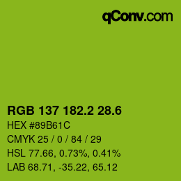 カラーコード: RGB 137 182.2 28.6 | qconv.com