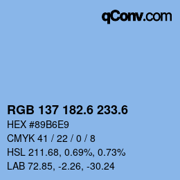 カラーコード: RGB 137 182.6 233.6 | qconv.com