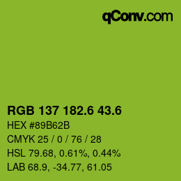 カラーコード: RGB 137 182.6 43.6 | qconv.com