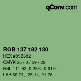 颜色代码: RGB 137 182 130 | qconv.com