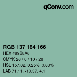 Color code: RGB 137 184 166 | qconv.com