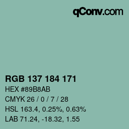 カラーコード: RGB 137 184 171 | qconv.com