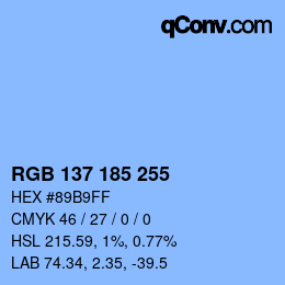 Color code: RGB 137 185 255 | qconv.com