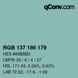 Color code: RGB 137 186 179 | qconv.com