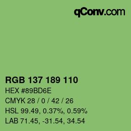 Color code: RGB 137 189 110 | qconv.com