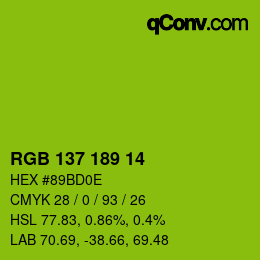 Color code: RGB 137 189 14 | qconv.com