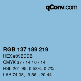 Color code: RGB 137 189 219 | qconv.com