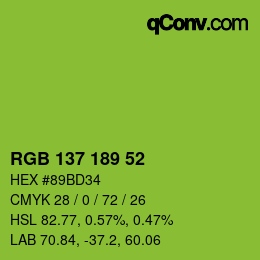 Color code: RGB 137 189 52 | qconv.com