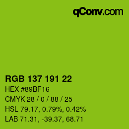 Color code: RGB 137 191 22 | qconv.com