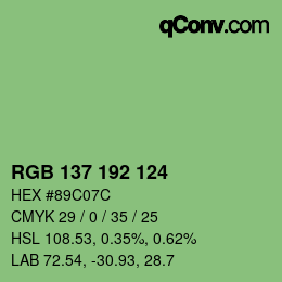 カラーコード: RGB 137 192 124 | qconv.com