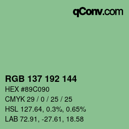 Color code: RGB 137 192 144 | qconv.com