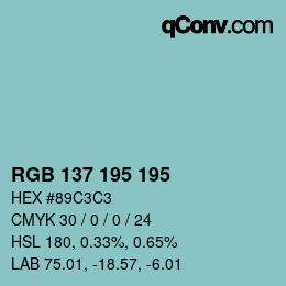 颜色代码: RGB 137 195 195 | qconv.com