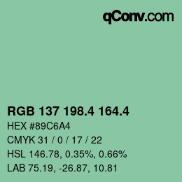 カラーコード: RGB 137 198.4 164.4 | qconv.com
