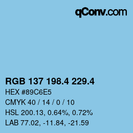 カラーコード: RGB 137 198.4 229.4 | qconv.com