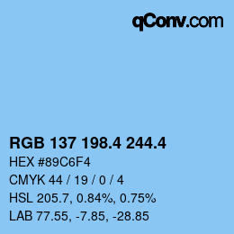 カラーコード: RGB 137 198.4 244.4 | qconv.com
