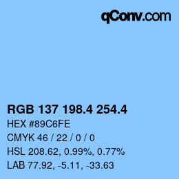 カラーコード: RGB 137 198.4 254.4 | qconv.com