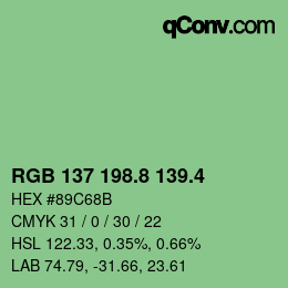 カラーコード: RGB 137 198.8 139.4 | qconv.com