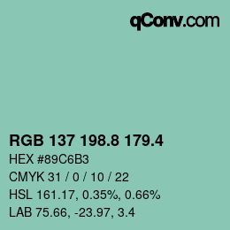 カラーコード: RGB 137 198.8 179.4 | qconv.com