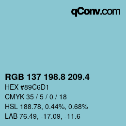 カラーコード: RGB 137 198.8 209.4 | qconv.com