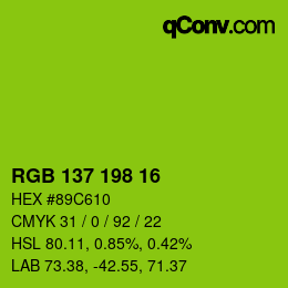 カラーコード: RGB 137 198 16 | qconv.com