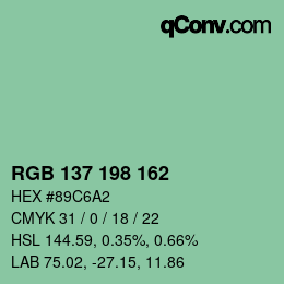 Color code: RGB 137 198 162 | qconv.com