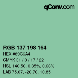 Color code: RGB 137 198 164 | qconv.com