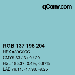 Color code: RGB 137 198 204 | qconv.com