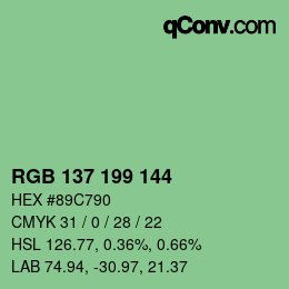 カラーコード: RGB 137 199 144 | qconv.com