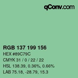 カラーコード: RGB 137 199 156 | qconv.com