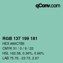 カラーコード: RGB 137 199 181 | qconv.com