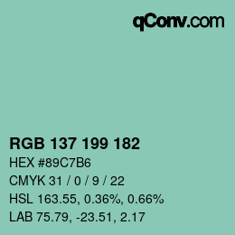 Color code: RGB 137 199 182 | qconv.com