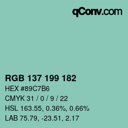 カラーコード: RGB 137 199 182 | qconv.com