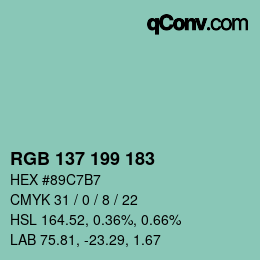 Color code: RGB 137 199 183 | qconv.com