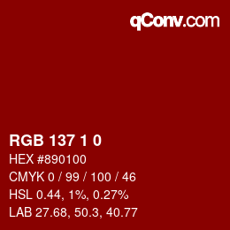 Color code: RGB 137 1 0 | qconv.com