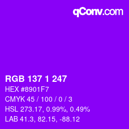 Color code: RGB 137 1 247 | qconv.com