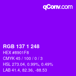 Color code: RGB 137 1 248 | qconv.com