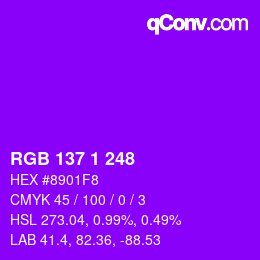 カラーコード: RGB 137 1 248 | qconv.com