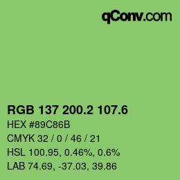 カラーコード: RGB 137 200.2 107.6 | qconv.com