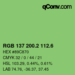 カラーコード: RGB 137 200.2 112.6 | qconv.com