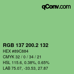 カラーコード: RGB 137 200.2 132 | qconv.com