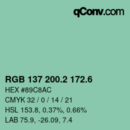 カラーコード: RGB 137 200.2 172.6 | qconv.com