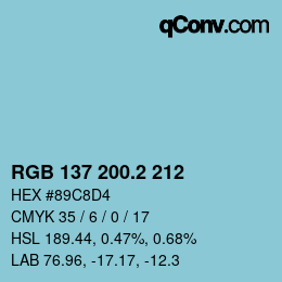 カラーコード: RGB 137 200.2 212 | qconv.com